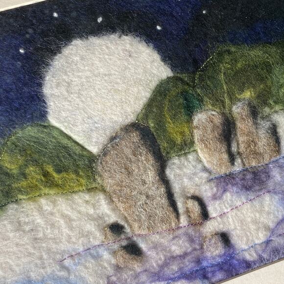 Isle of Aran Felt Art Painting Scotland Landscape Mixed Media Kilwaliu Glen Lynn - Picture 1 of 10